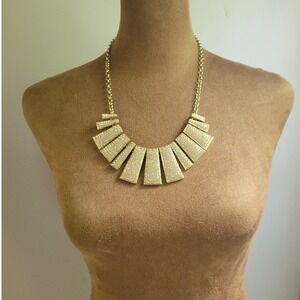 Natasha Nordstrom Gold Rhinestone Geometric Bib Statement Necklace One Size Glam
